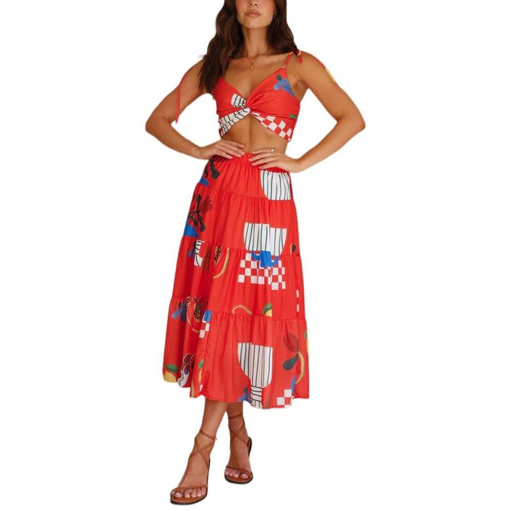 Amina Glam Womens  2Pc Top & Skirt Set
